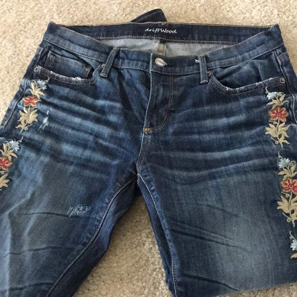 Driftwood floral embroidered skinny jeans 30